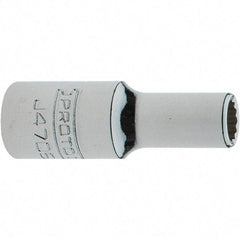 Proto - 1/4" Drive, Intermediate Hand Socket - 12 Points, 1-17/64" OAL, Steel, Full Polish Finish - USA Tool & Supply