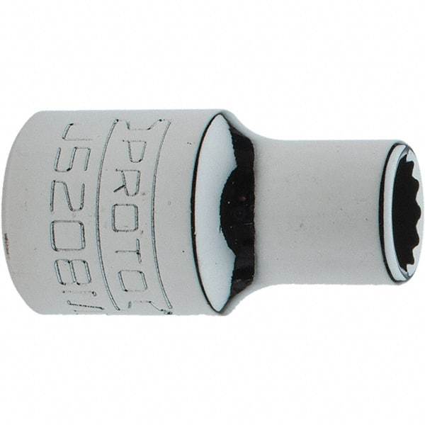 Proto - 3/8" Drive, Intermediate Hand Socket - 12 Points, 1-17/64" OAL, Steel, Full Polish Finish - USA Tool & Supply
