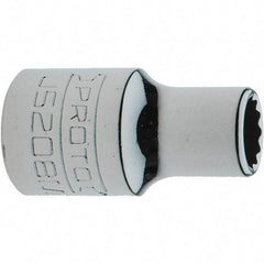 Proto - 3/8" Drive, Intermediate Hand Socket - 12 Points, 1-17/64" OAL, Steel, Full Polish Finish - USA Tool & Supply
