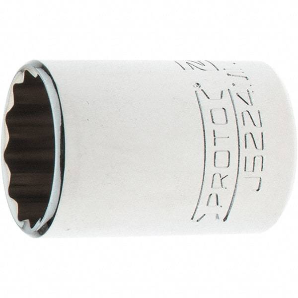 Proto - 3/8" Drive, Intermediate Hand Socket - 12 Points, 1-25/32" OAL, Steel, Full Polish Finish - USA Tool & Supply