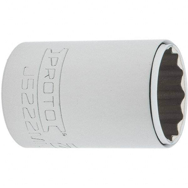 Proto - 3/8" Drive, Intermediate Hand Socket - 12 Points, 1-25/32" OAL, Steel, Full Polish Finish - USA Tool & Supply