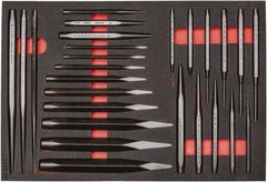 Proto - 26 Piece Diamont Point Chisel, Cold Chisel, Solid, Pin & Center Punch Set - 1/4 to 1-3/16" Chisel, 1/16 to 3/8" Punch - USA Tool & Supply