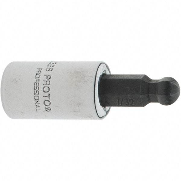 Proto - 1/4" Drive, 7/32" Hex Bit Socket - 1-1/2" OAL, 1.047" Bit Length, Ball End - USA Tool & Supply