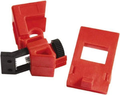 NMC - Polypropylene Single-Pole Circuit Breaker Lockout - 277 Volt, 2" Lockout Length, 1-3/8" Lockout Thickness, 7/8" Lockout Width, 1 Padlock, 1 Circuit, English - USA Tool & Supply