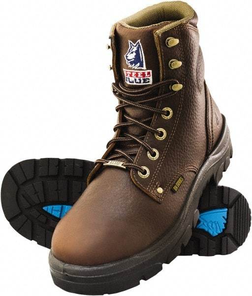 Steel Blue - Men's Size 13 Wide Width Steel Work Boot - Oak, Leather Upper, TPU Outsole, 6" High, Lace-Up - USA Tool & Supply