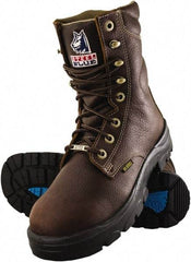 Steel Blue - Men's Size 12 Medium Width Steel Work Boot - Oak, Leather Upper, TPU Outsole, 8" High, Lace-Up - USA Tool & Supply