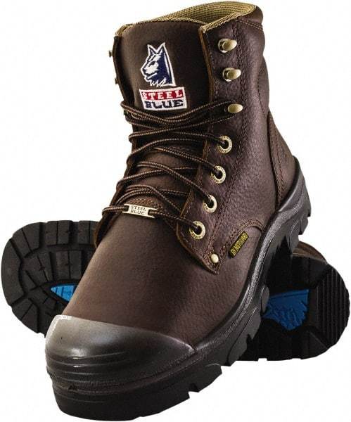 Steel Blue - Men's Size 11.5 Medium Width Steel Work Boot - Oak, Leather Upper, TPU Outsole, 6" High, Lace-Up - USA Tool & Supply