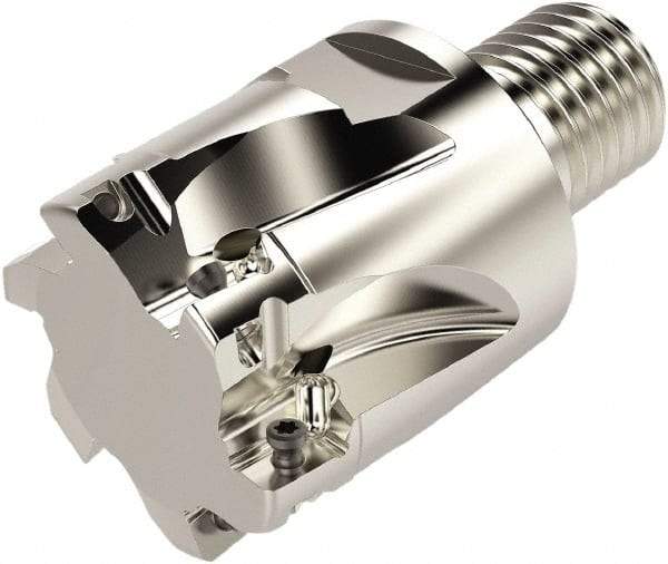 Seco - 1-1/2" Cut Diam, 66.33mm OAL, Indexable Square Shoulder Helical End Mill - XO.. 10T3 Inserts, M20 Modular Connection, 90° Lead Angle, Series Turbo - USA Tool & Supply