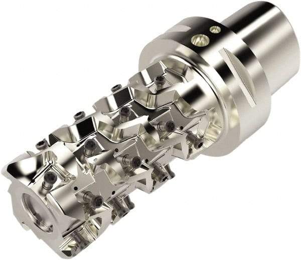 Seco - 50mm Cut Diam, 153mm OAL, Indexable Square Shoulder Helical End Mill - LO.. 12 Inserts, C6 Modular Connection, 90° Lead Angle, Through Coolant, Series Square T4-08 - USA Tool & Supply