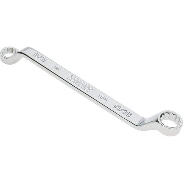 Proto - 5/8 x 11/16" 12 Point Box Wrench - Double End, 29/32" Head Diam x 1" Head Thickness, 9-3/4" OAL, Steel, Polished Finish, 15° Offset - USA Tool & Supply