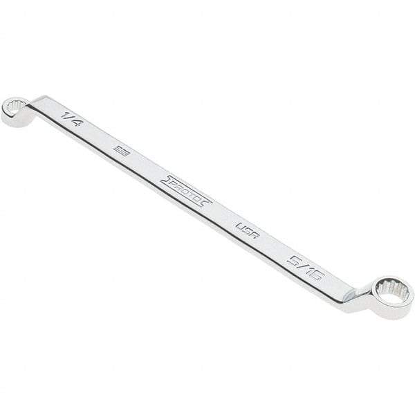 Proto - 1/4" x 5/16" 12 Point Box Wrench - Double End, 13/32" Head Diam x 15/32" Head Thickness, 6-19/32" OAL, Steel, Polished Finish, 15° Offset - USA Tool & Supply