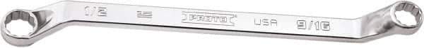 Proto - 1/2" x 9/16" 12 Point Box Wrench - Double End, 47/64" Head Diam x 13/16" Head Thickness, 8-51/64" OAL, Steel, Polished Finish, 15° Offset - USA Tool & Supply