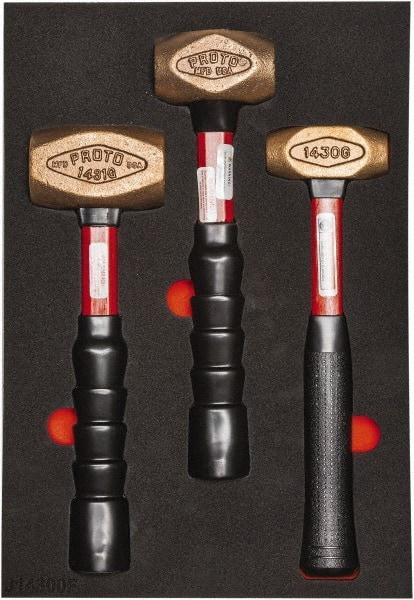 Proto - 3 Piece, 2-5/8, 1-1/2, 1 Lb Head Weight, Dead Blow Hammer Set - 12" OAL, Fiberglass Handles - USA Tool & Supply