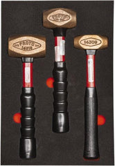 Proto - 3 Piece, 2-5/8, 1-1/2, 1 Lb Head Weight, Dead Blow Hammer Set - 12" OAL, Fiberglass Handles - USA Tool & Supply