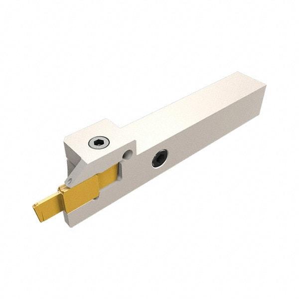 Iscar - BGM0801 J Grade IC1008, 0.8mm Cutting Width Carbide Cutoff Insert - Neutral Lead Angle, 0.1mm Corner Radius, TiAlN/TiN Finish - USA Tool & Supply