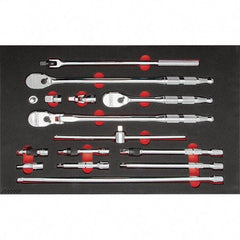 Proto - 15 Piece 1/2" Drive Mechanic's Tool Set - Comes in 23 x 16" Foam Insert - USA Tool & Supply