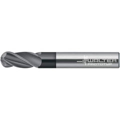 Walter-Prototyp - 9mm Diam, 19mm LOC, 2 Flute Solid Carbide Ball End Mill - TiAlN Finish, 100mm OAL, 10mm Shank Diam - USA Tool & Supply