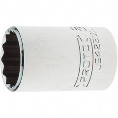 Proto - 1/2" Drive, Standard Hand Socket - 12 Points, 1-13/16" OAL, Steel, Chrome Finish - USA Tool & Supply