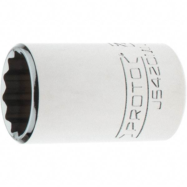 Proto - 1/2" Drive, Standard Hand Socket - 12 Points, 1-3/4" OAL, Steel, Chrome Finish - USA Tool & Supply