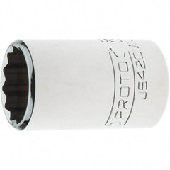 Proto - 1/2" Drive, Standard Hand Socket - 12 Points, 1-3/4" OAL, Steel, Chrome Finish - USA Tool & Supply