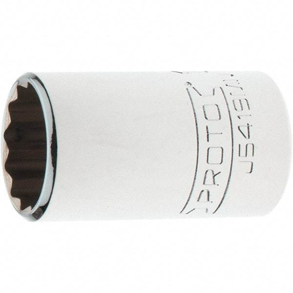 Proto - 1/2" Drive, Standard Hand Socket - 12 Points, 1-3/4" OAL, Steel, Chrome Finish - USA Tool & Supply