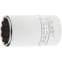 Proto - 1/2" Drive, Standard Hand Socket - 12 Points, 1-3/4" OAL, Steel, Chrome Finish - USA Tool & Supply