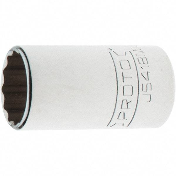Proto - 1/2" Drive, Standard Hand Socket - 12 Points, 1-47/64" OAL, Steel, Chrome Finish - USA Tool & Supply