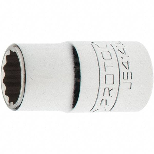 Proto - 1/2" Drive, Standard Hand Socket - 12 Points, 1-5/8" OAL, Steel, Chrome Finish - USA Tool & Supply