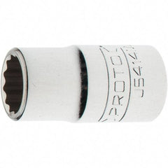 Proto - 1/2" Drive, Standard Hand Socket - 12 Points, 1-5/8" OAL, Steel, Chrome Finish - USA Tool & Supply