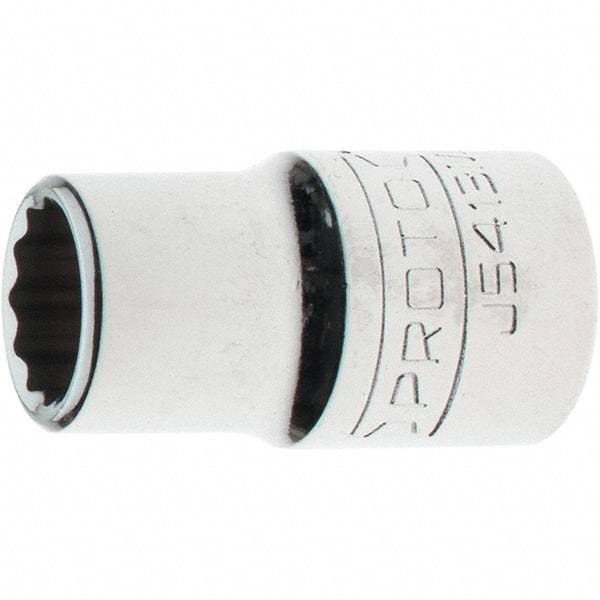Proto - 1/2" Drive, Standard Hand Socket - 12 Points, 1-5/8" OAL, Steel, Chrome Finish - USA Tool & Supply