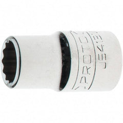 Proto - 1/2" Drive, Standard Hand Socket - 12 Points, 1-5/8" OAL, Steel, Chrome Finish - USA Tool & Supply