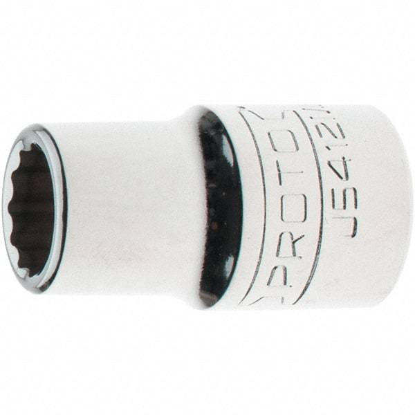 Proto - 1/2" Drive, Standard Hand Socket - 12 Points, 1-17/32" OAL, Steel, Chrome Finish - USA Tool & Supply