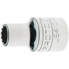 Proto - 1/2" Drive, Standard Hand Socket - 12 Points, 1-17/32" OAL, Steel, Chrome Finish - USA Tool & Supply