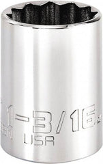 Proto - 1-3/16", 1/2" Drive, Standard Hand Socket - 12 Points, 2" OAL, Steel, Chrome Finish - USA Tool & Supply