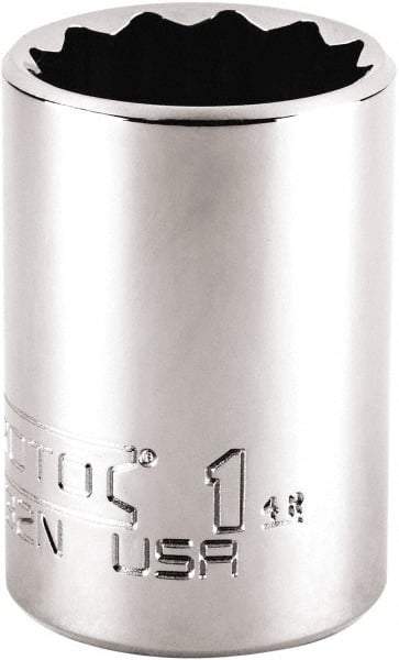 Proto - 1", 1/2" Drive, Standard Hand Socket - 12 Points, 1-59/64" OAL, Steel, Chrome Finish - USA Tool & Supply