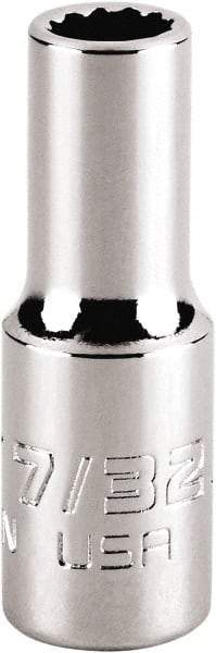 Proto - 7/32", 1/4" Drive, Standard Hand Socket - 12 Points, 1-15/64" OAL, Steel, Chrome Finish - USA Tool & Supply