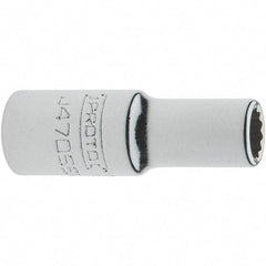 Proto - 1/4" Drive, Standard Hand Socket - 12 Points, 1-17/64" OAL, Steel, Chrome Finish - USA Tool & Supply