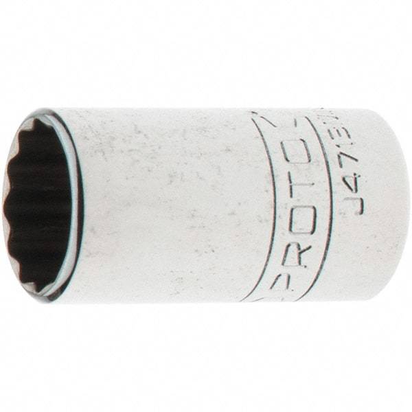 Proto - 1/4" Drive, Standard Hand Socket - 12 Points, 1-17/64" OAL, Steel, Chrome Finish - USA Tool & Supply