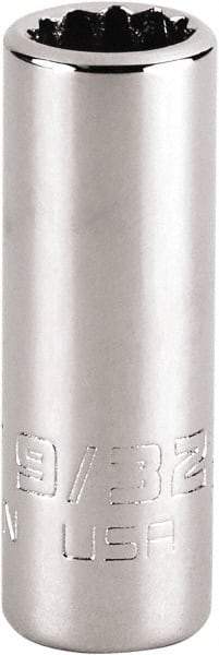 Proto - 9/32", 1/4" Drive, Standard Hand Socket - 12 Points, 1-15/64" OAL, Steel, Chrome Finish - USA Tool & Supply