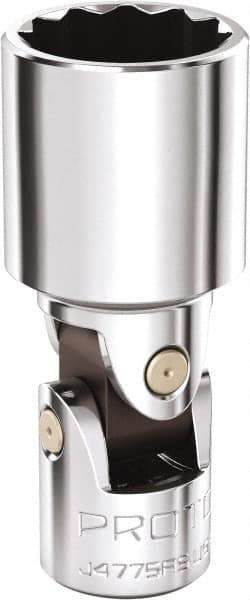 Proto - 1/2", 1/4" Drive, Standard Hand Socket - 12 Points, 1-11/16" OAL, Steel, Chrome Finish - USA Tool & Supply