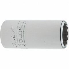 Proto - 1/4" Drive, Standard Hand Socket - 12 Points, 1-17/64" OAL, Steel, Chrome Finish - USA Tool & Supply