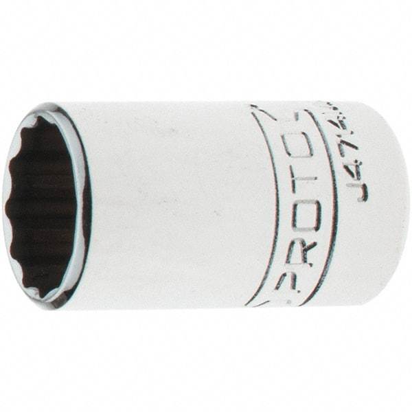 Proto - 1/4" Drive, Standard Hand Socket - 12 Points, 1-17/64" OAL, Steel, Chrome Finish - USA Tool & Supply