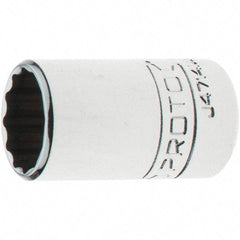 Proto - 1/4" Drive, Standard Hand Socket - 12 Points, 1-17/64" OAL, Steel, Chrome Finish - USA Tool & Supply