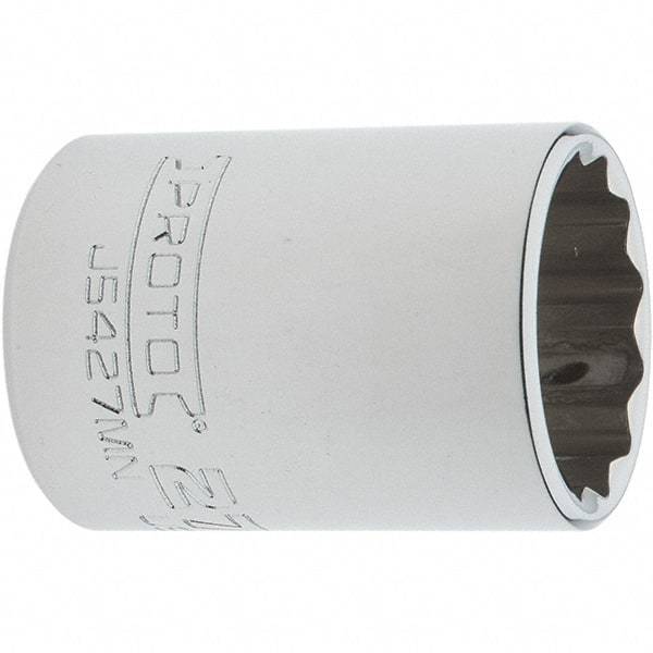 Proto - 1/2" Drive, Standard Hand Socket - 12 Points, 1-61/64" OAL, Steel, Chrome Finish - USA Tool & Supply