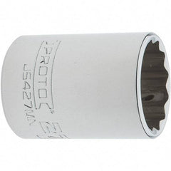 Proto - 1/2" Drive, Standard Hand Socket - 12 Points, 1-61/64" OAL, Steel, Chrome Finish - USA Tool & Supply