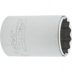 Proto - 1/2" Drive, Standard Hand Socket - 12 Points, 1-7/8" OAL, Steel, Chrome Finish - USA Tool & Supply