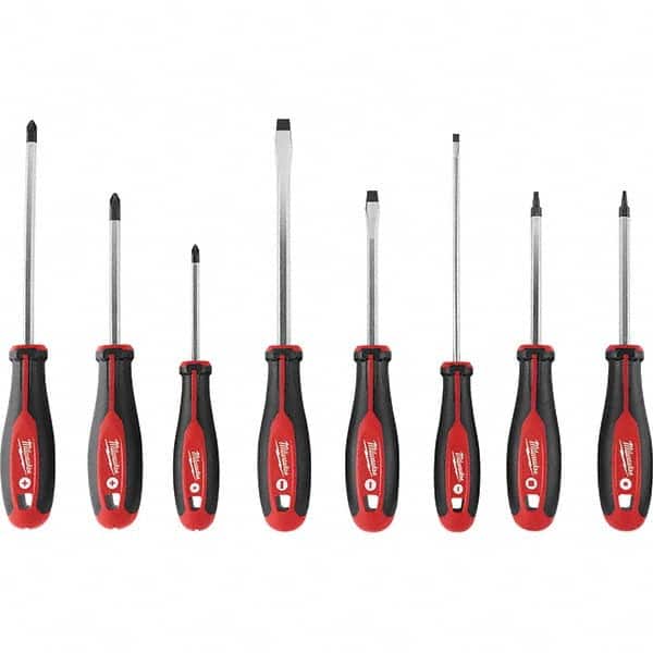 Milwaukee Tool - Screwdriver Sets Screwdriver Types Included: Philips; Slotted; Square; Torx Number of Pieces: 8 - USA Tool & Supply