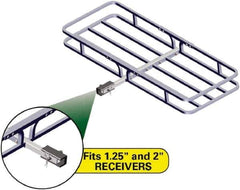 Erickson Manufacturing - Aluminum Cargo Carrier - 19-1/2" Wide x 53-1/2" Long, Silver, For Use with 1.25" Receivers & 2" Receivers - USA Tool & Supply