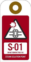 NMC - 4" High x 2" Long, S - 01 THRU S - 10 DO NOT REMOVE THIS TAG STEAM ISOLATION POINT, English Safety & Facility Energy Isolation Tag - 1 Side, Red Unrippable Vinyl - USA Tool & Supply