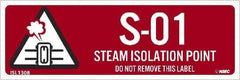 NMC - Energy Isolation Label - Legend: S - 01 THRU S - 10 DO NOT REMOVE THIS TAG STEAM ISOLATION POINT, English, Red, 3" Long x 1" High, Sign Muscle Finish - USA Tool & Supply